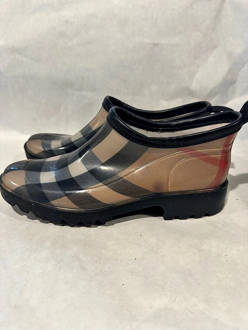 Burberry Rubber Marsh Low Boots Plaid EU 37